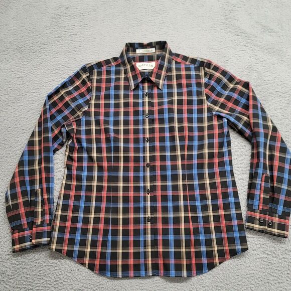 Orvis Shirt Womens 14 Black Carefree Colorful Button Up Long Sleeve Casual‎ - Picture 1 of 10